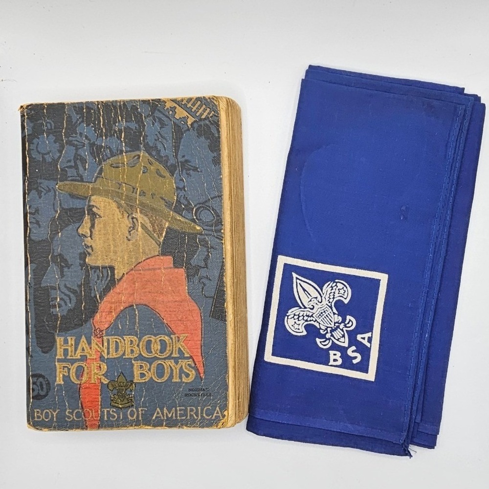 1938 Boy Scouts of America Handbook for Boys Norman Rockwell & Neckerchief